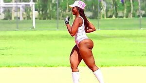 Black BBW plays baseball then gets fucked